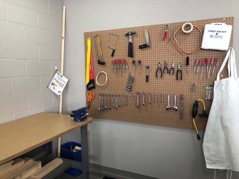 Workspace outfitted with a variety of tools used for vocational development at Career Connections